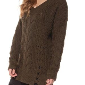 V-Neck Cable Knit Sweater
